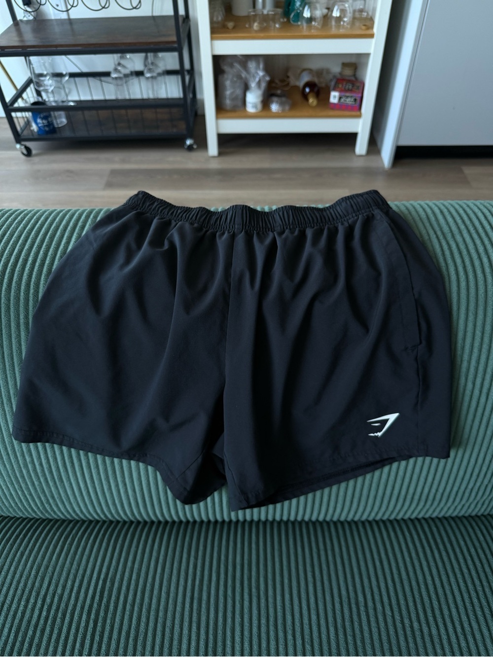 Gymshark Black Workout Shorts with White Logo Tag